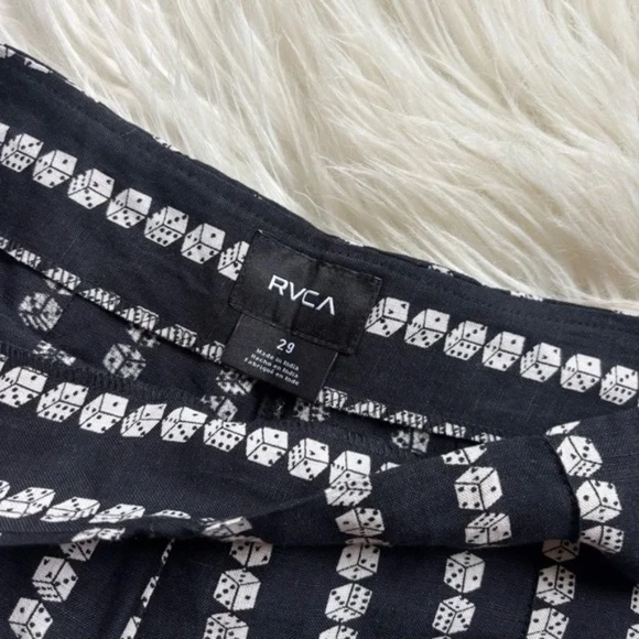 RVCA NWT Linen Blend Drip Pant Dice Print 29 - Picture 6 of 9